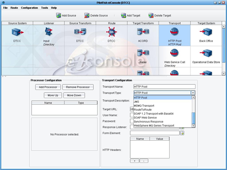 B2B Adapters Transport Configuration Screen